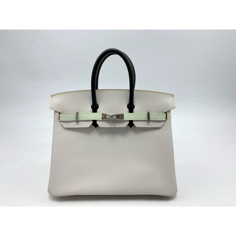 エルメス バーキン25 トリコロール グリペール×ヴェールフィズ×グラファイト エプソン SV金具 B刻印 Aランク