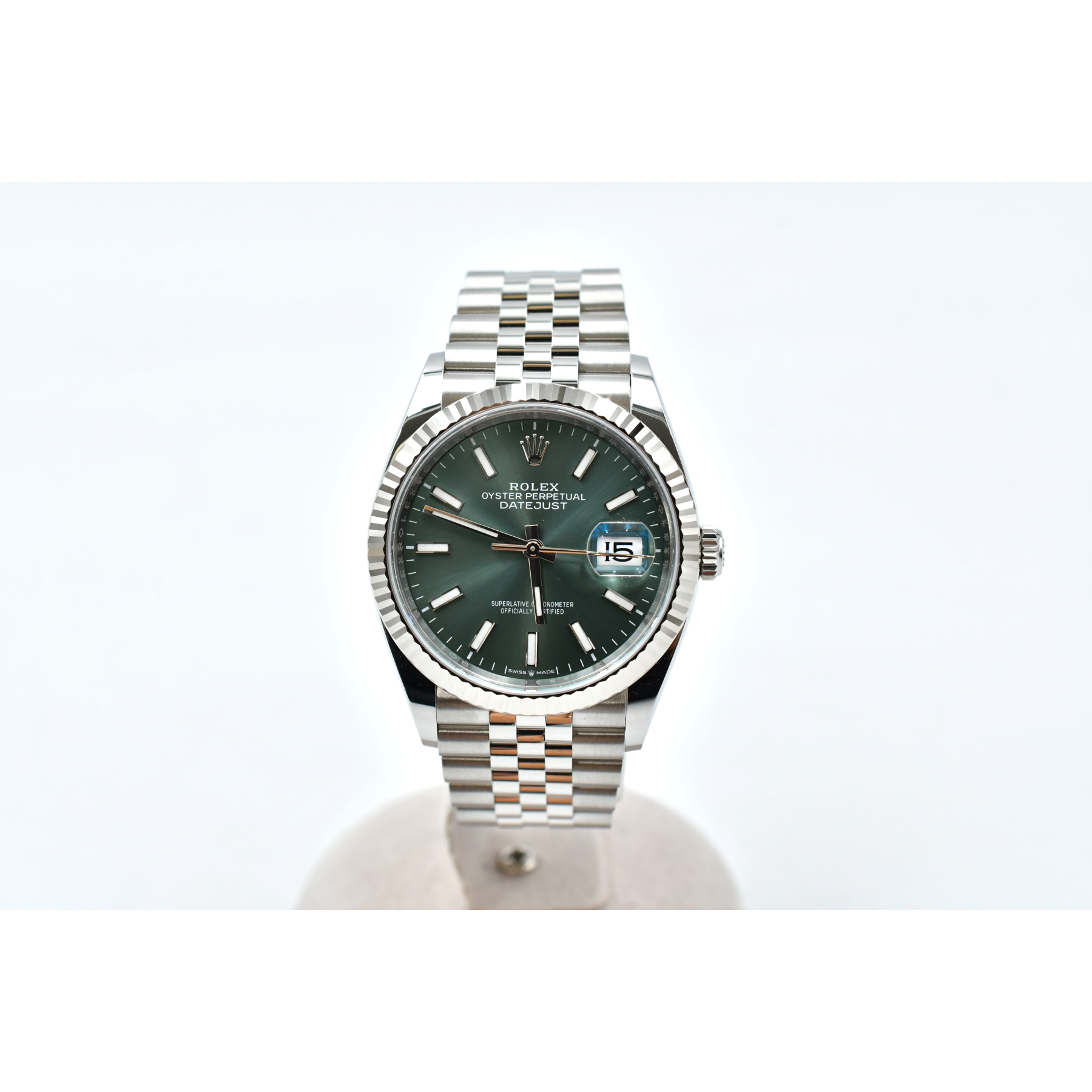 ロレックス デイトジャスト ミントグリーン文字盤 ジュビリーブレス SS×WG/AT SAランク
