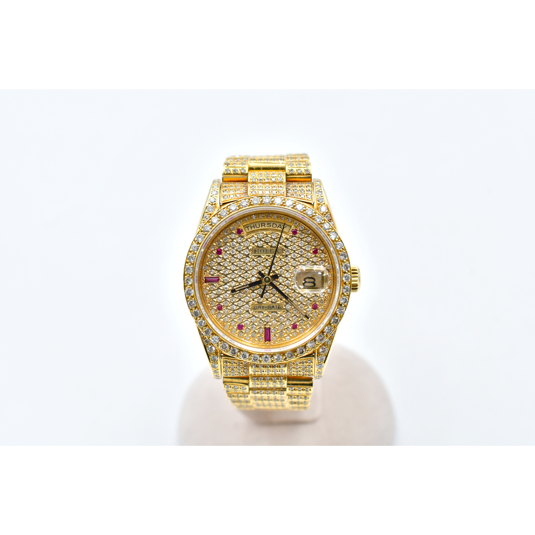 ロレックス デイデイト パヴェダイヤルビーインデックス文字盤 YG/AT BCランク