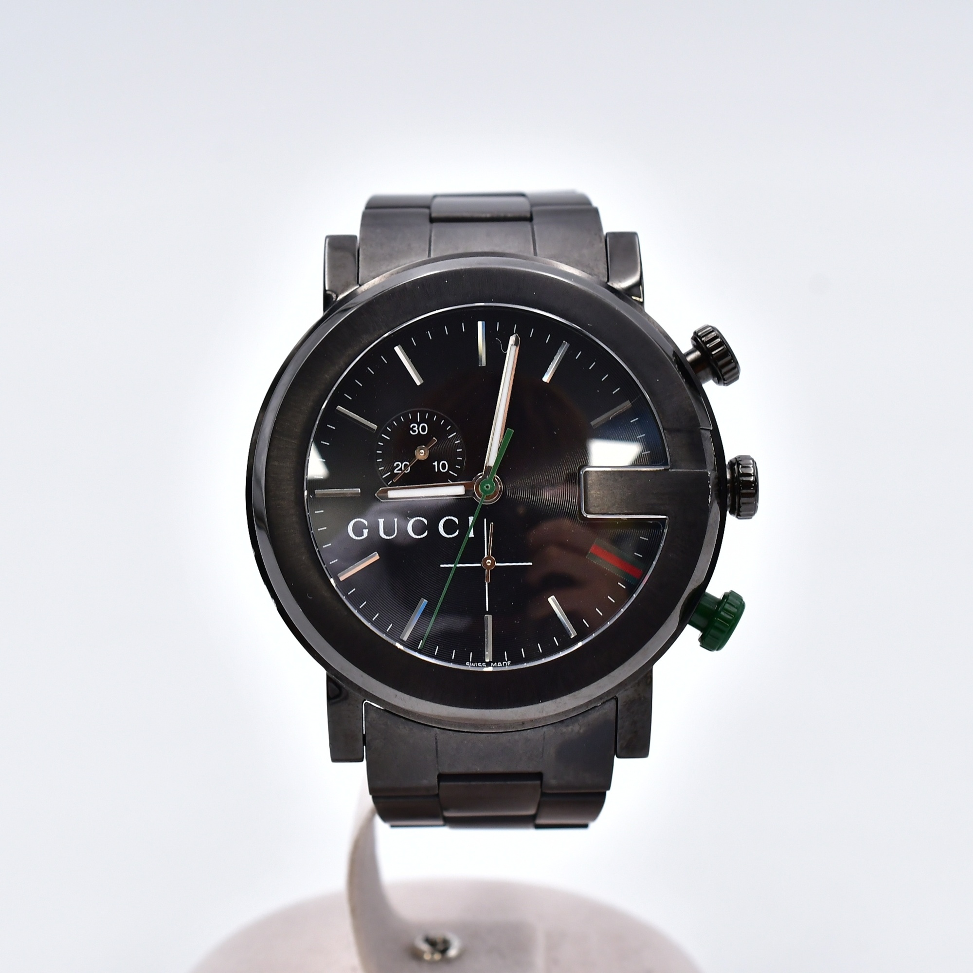 グッチ Gラウンド スモールセコンド 黒文字盤 SS/QZ Cランク