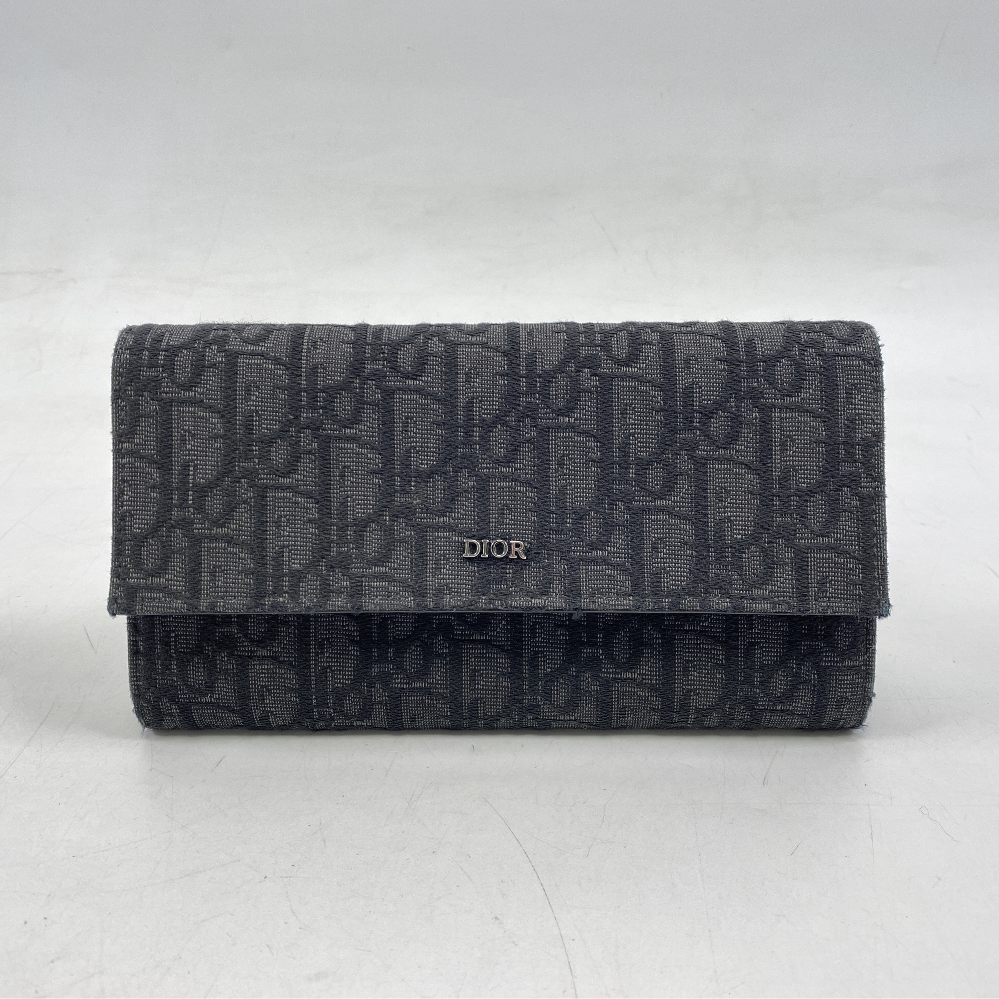 ディオール　ロング フラップ ウォレット　オブリーク　ジャガード　レザー　黒 ディオール ロング フラップ ウォレット オブリーク ジャガード レザー
