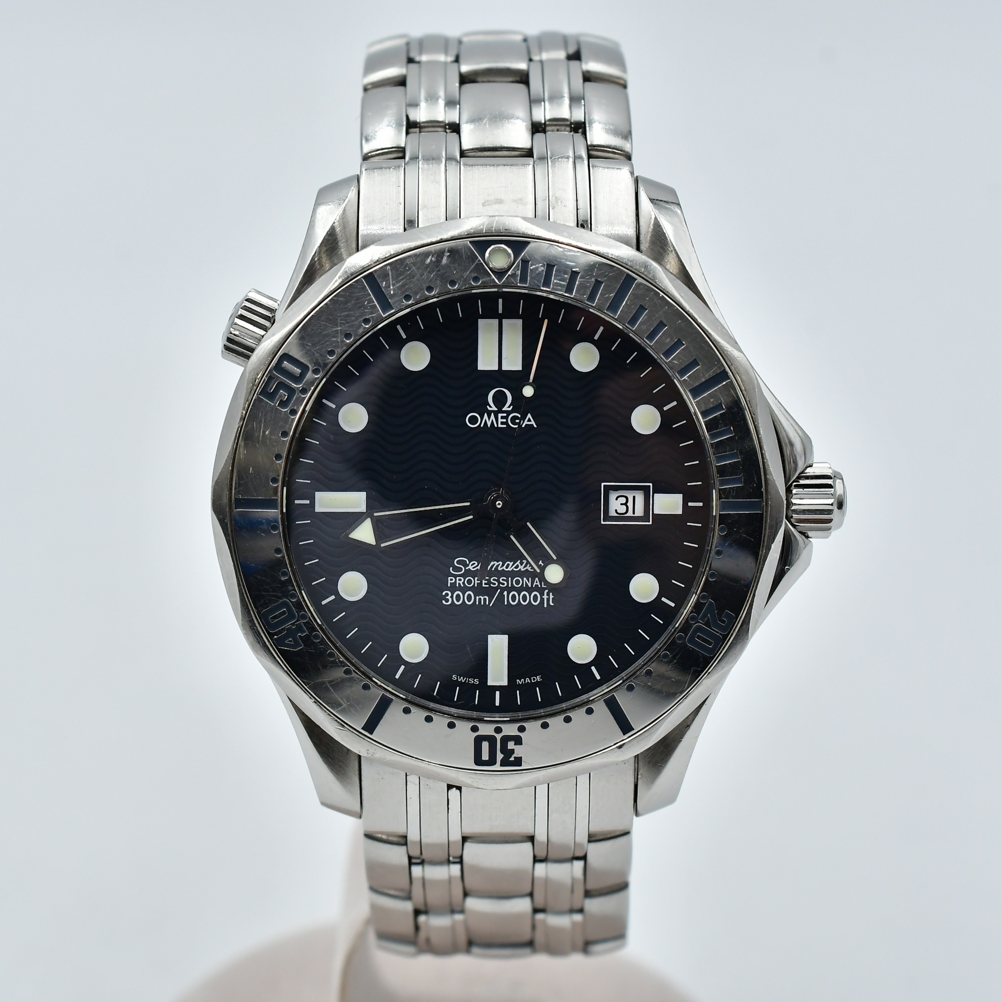 オメガ シーマスター 青文字盤 SS/QZ Bランク