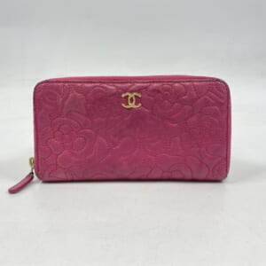 シャネル カメリア ラウンドファスナー ロングウォレット ピンク レザー シール有 買取実績【買取日：2025年12月2日】