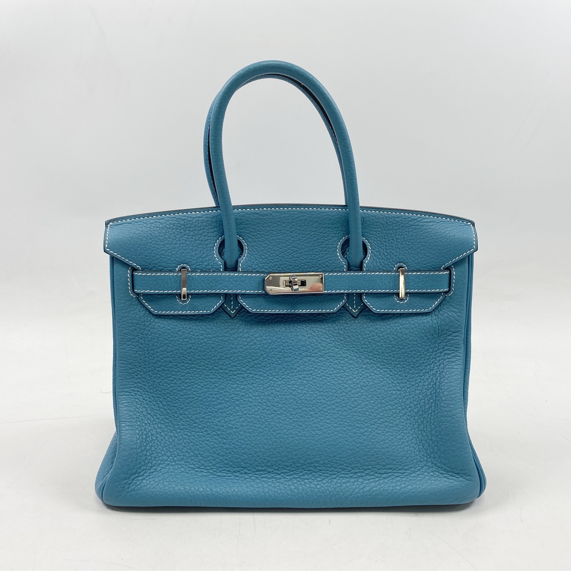 エルメス バーキン30 ブルージーン トゴ SV金具 □K刻印 Bランク