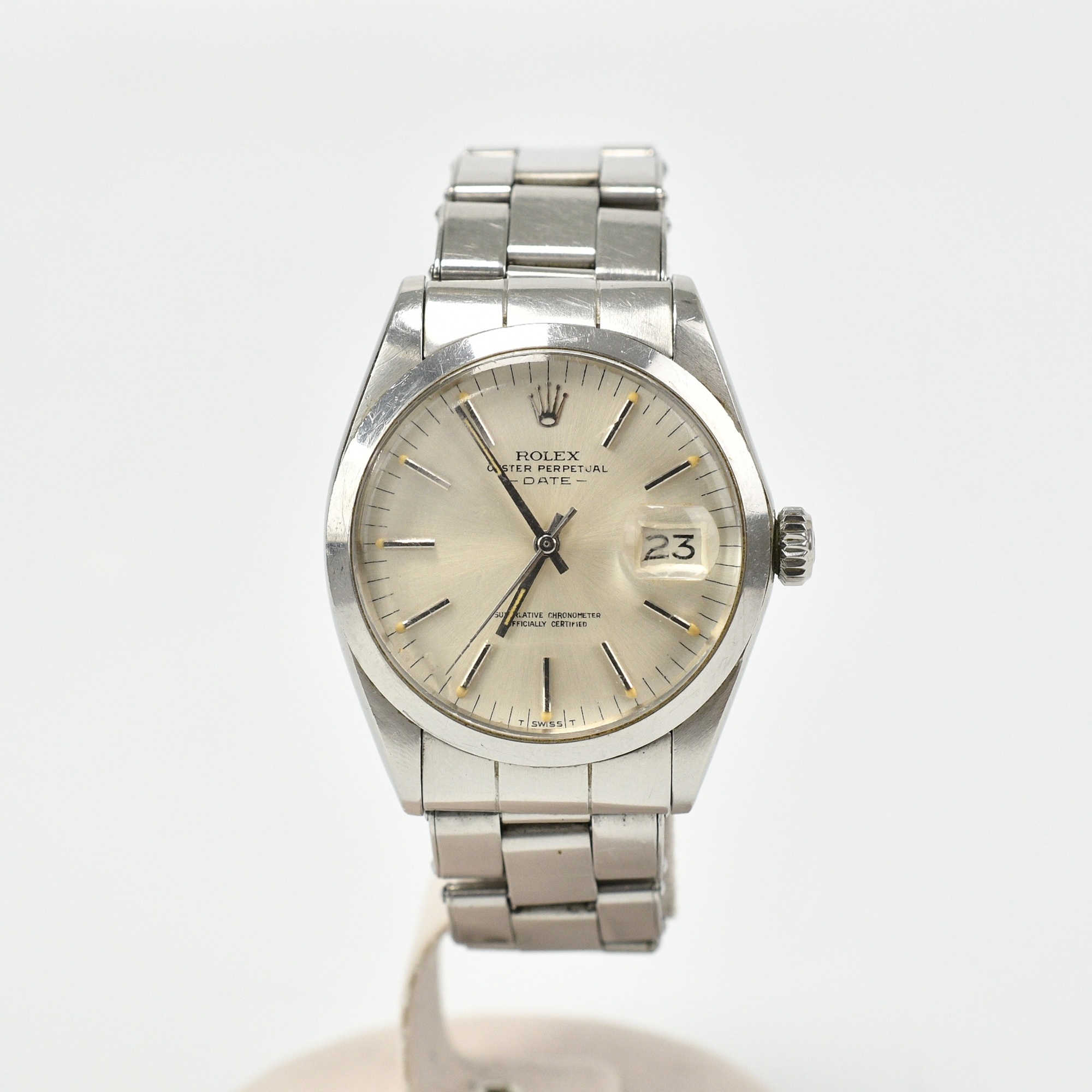 ロレックス オイスターパーペチュアルデイト シルバー文字盤 SS/AT Bランク