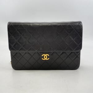 シャネル プッシュロック ハーフフラップ チェーンショルダーバッグ 黒 ラムスキン GD金具 シールなし 買取実績【買取日：2025年12月5日】