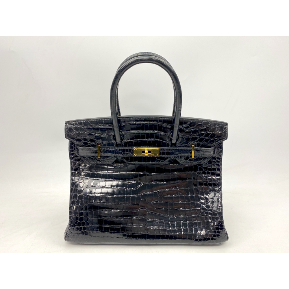 エルメス バーキン30 黒 ポロサス GD金具 □D刻印 Bランク