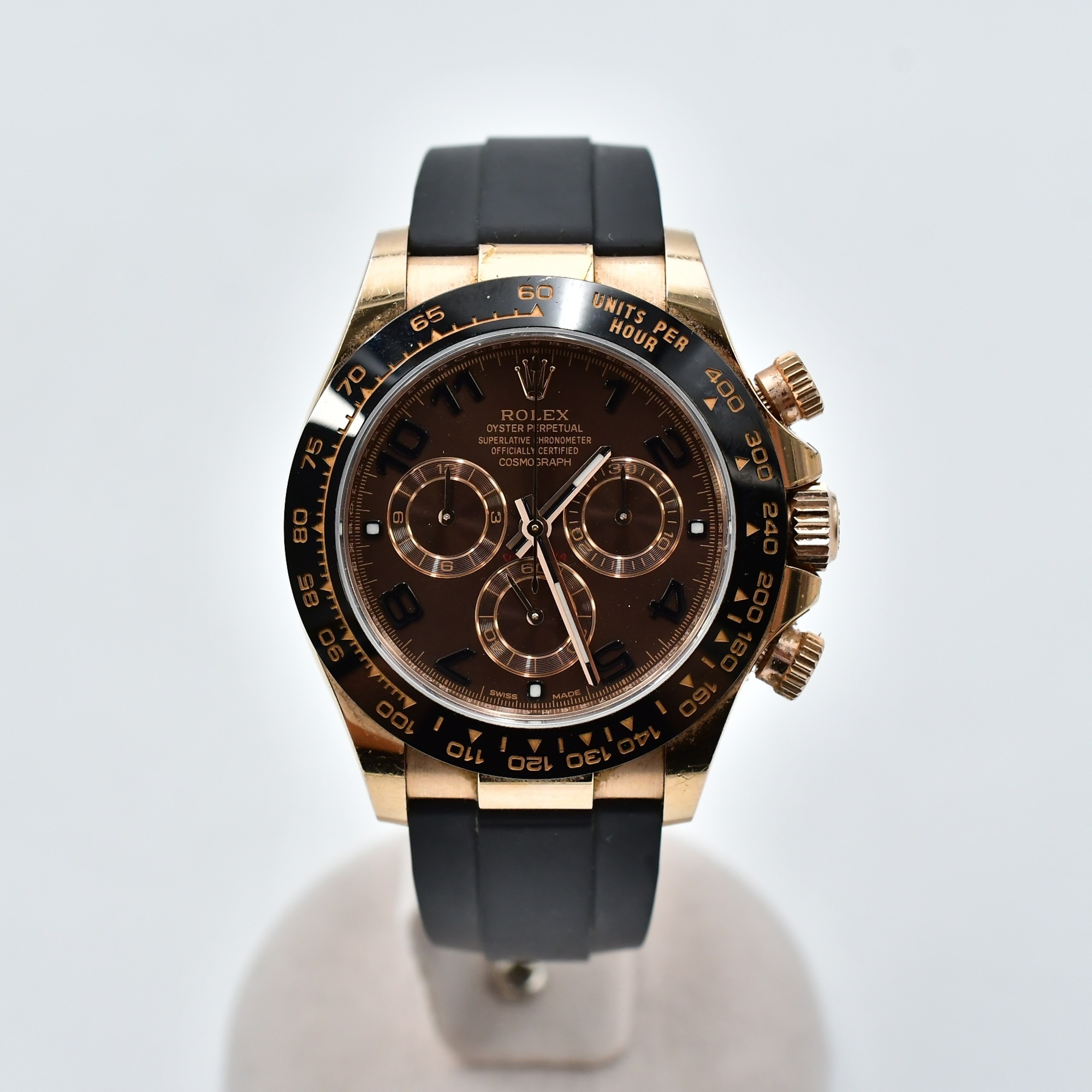 ロレックス デイトナ チョコレートアラビア文字盤 PG×ラバー/AT Bランク