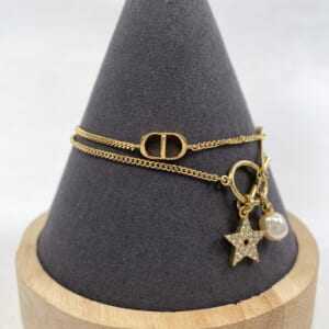 ディオール スターモチーフ パール ロゴ ブレスレット GD金具 GP
