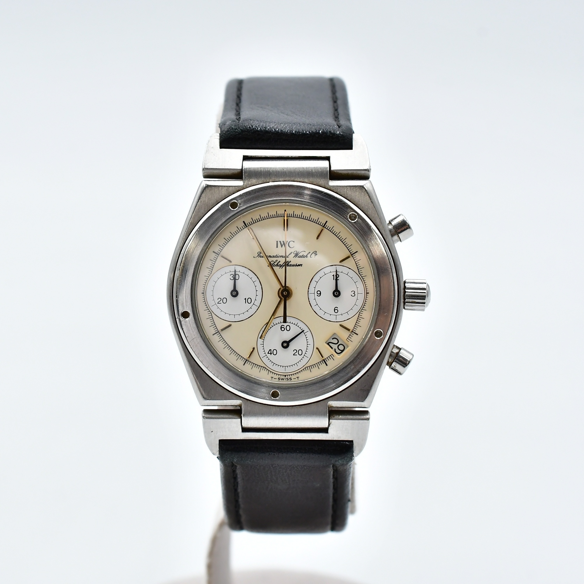 IWC インヂュニア クロノグラフ 白文字盤 SS×革/QZ Bランク