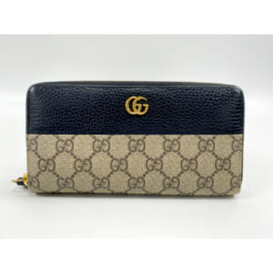 グッチ GGマーモント ラウンドファスナー ベージュ×黒 PVC×レザー 456117 買取実績【買取日：2025年12月5日】