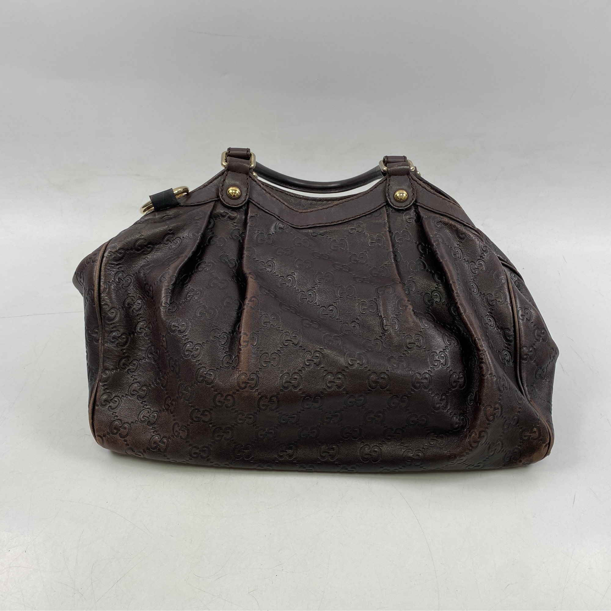 グッチ グッチシマ スーキー ハンドバッグ ブラウン レザー Bランク