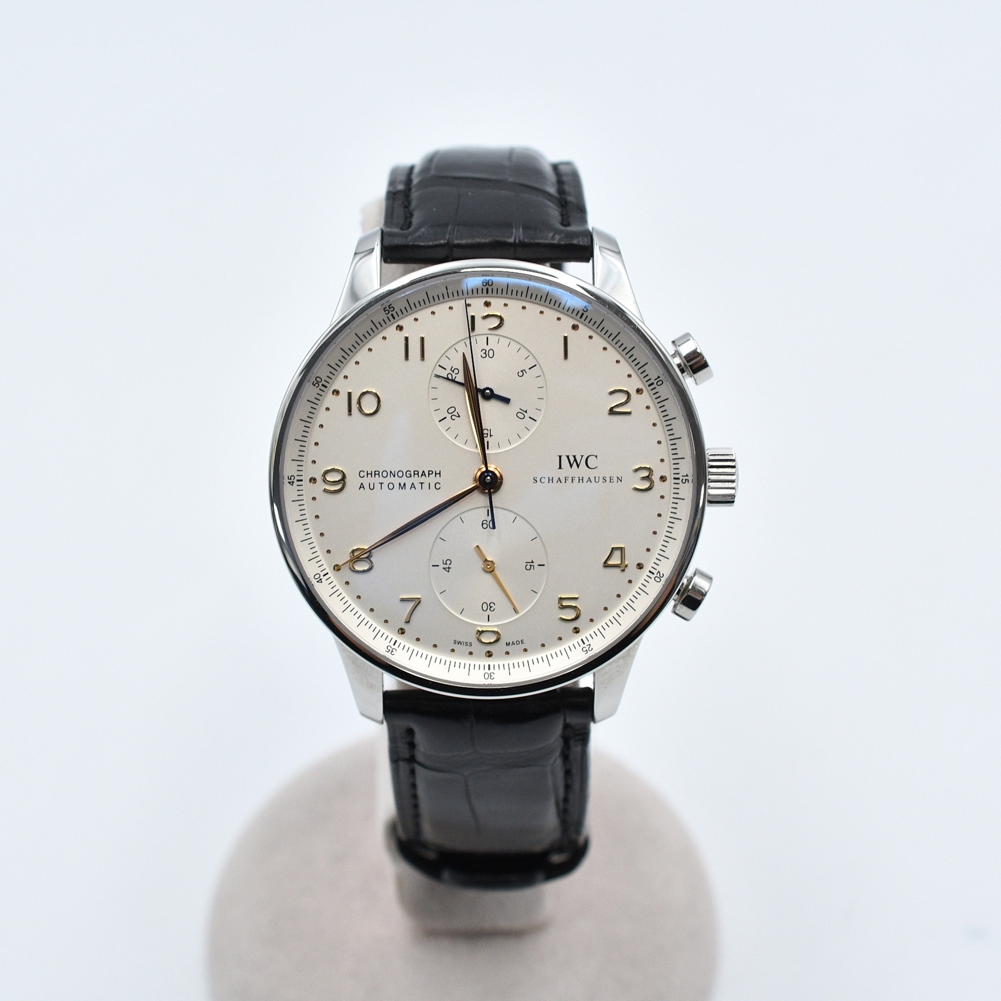 IWC ポルトギーゼ クロノグラフ 白文字盤 SS×革/AT IW371445 買取実績 