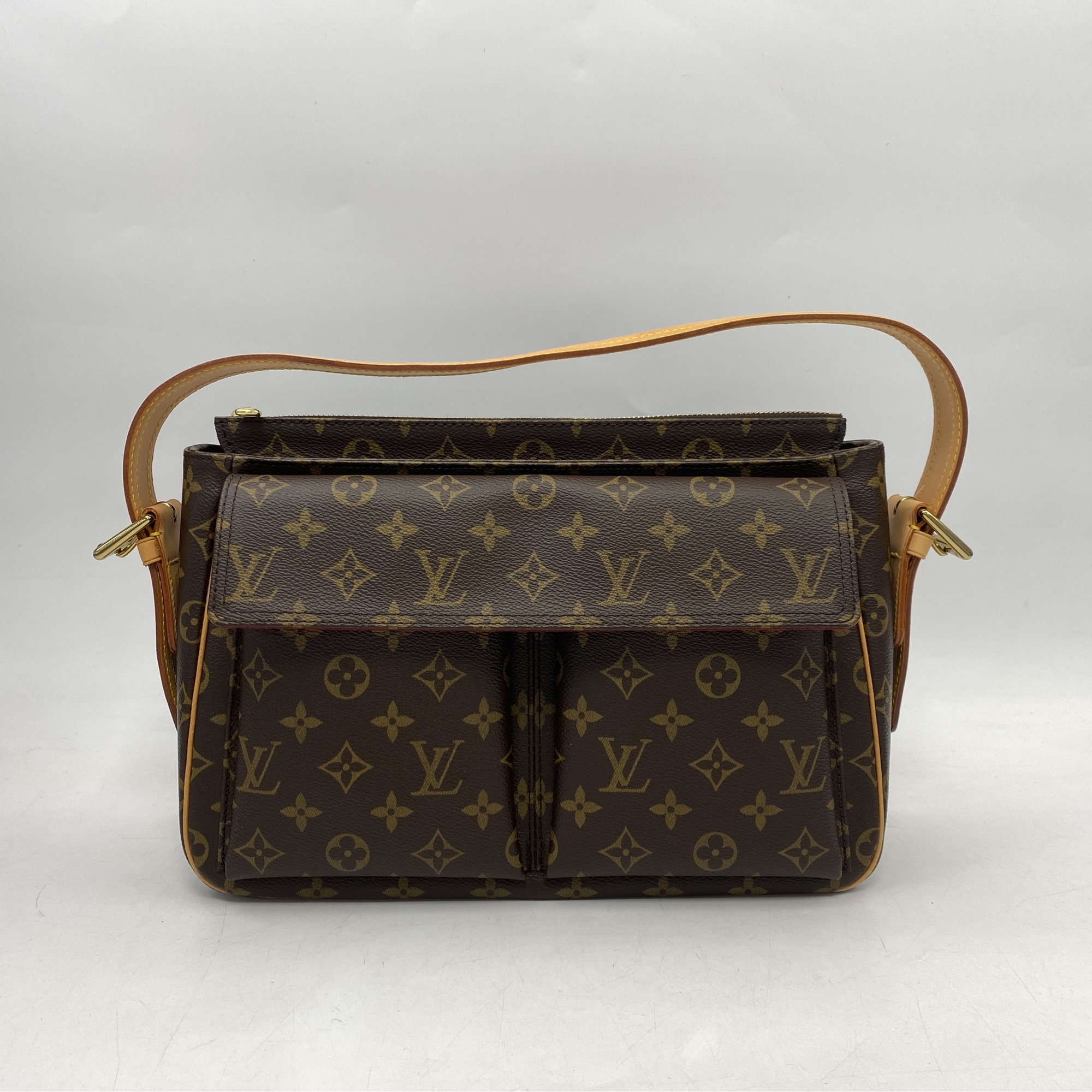 ルイ・ヴィトン モノグラム ヴィヴァシテGM ワンショルダーバッグ ブラウン PVCレザー M51163 Aランク