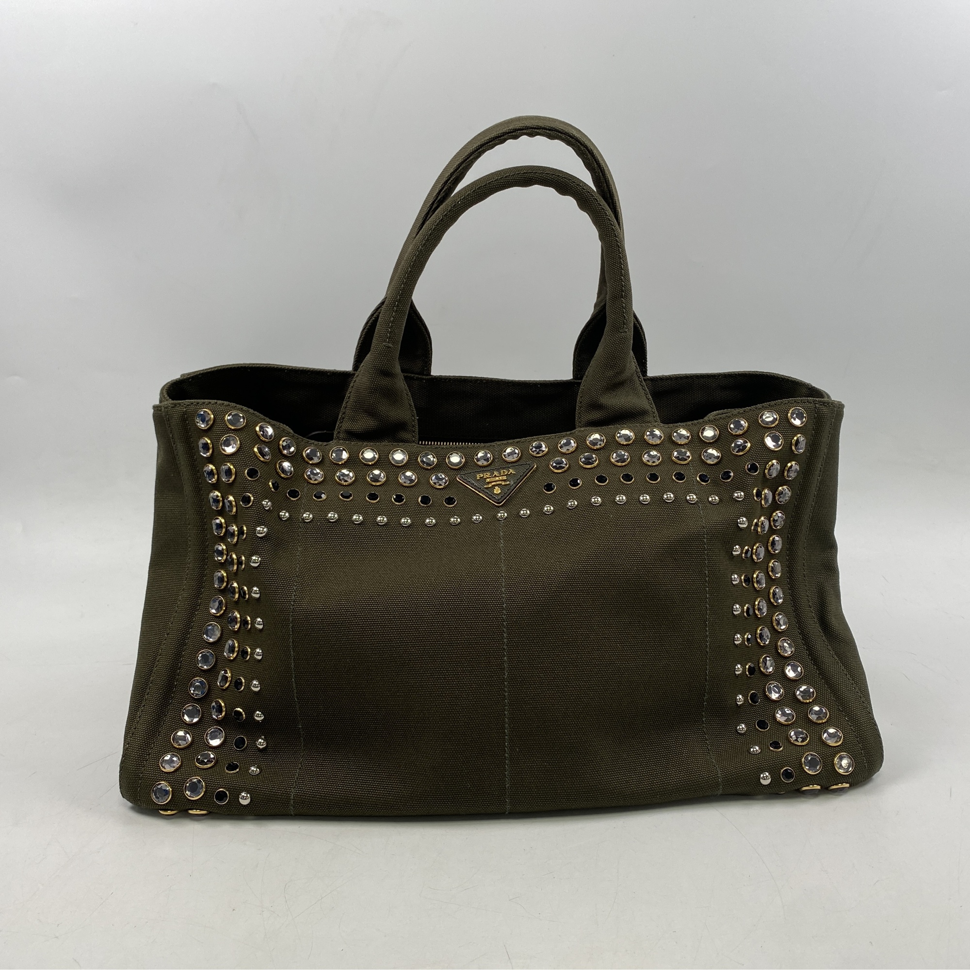 美品✨PRADA カナパ キャンバス トートバッグ カーキ CANAPA プラダ CANAPA GM カナパGM トートバッグ ハンドバッグ カーキ B1872O