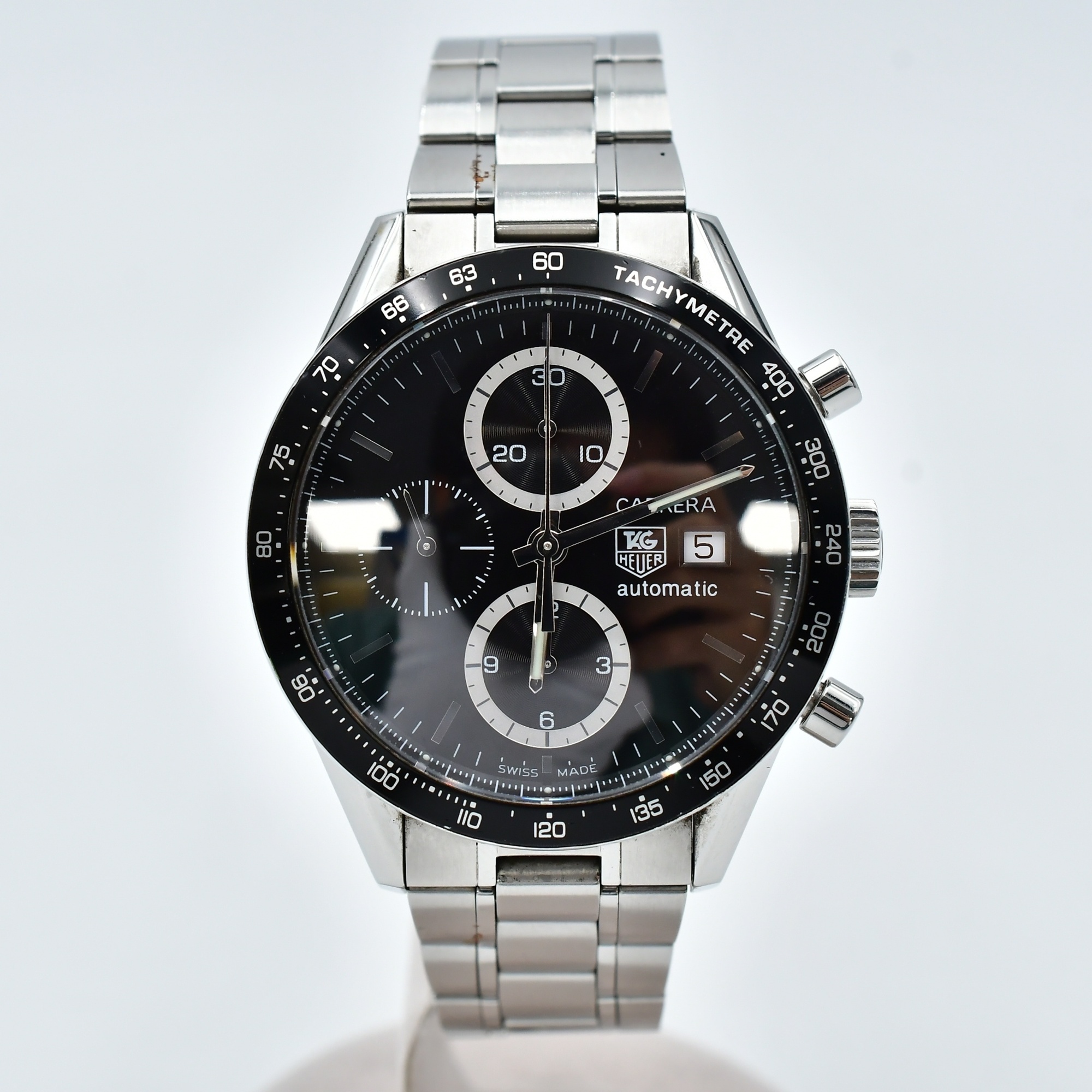 タグホイヤー カレラ タキメーター クロノグラフ 黒文字盤 SS/AT 2005 Bランク