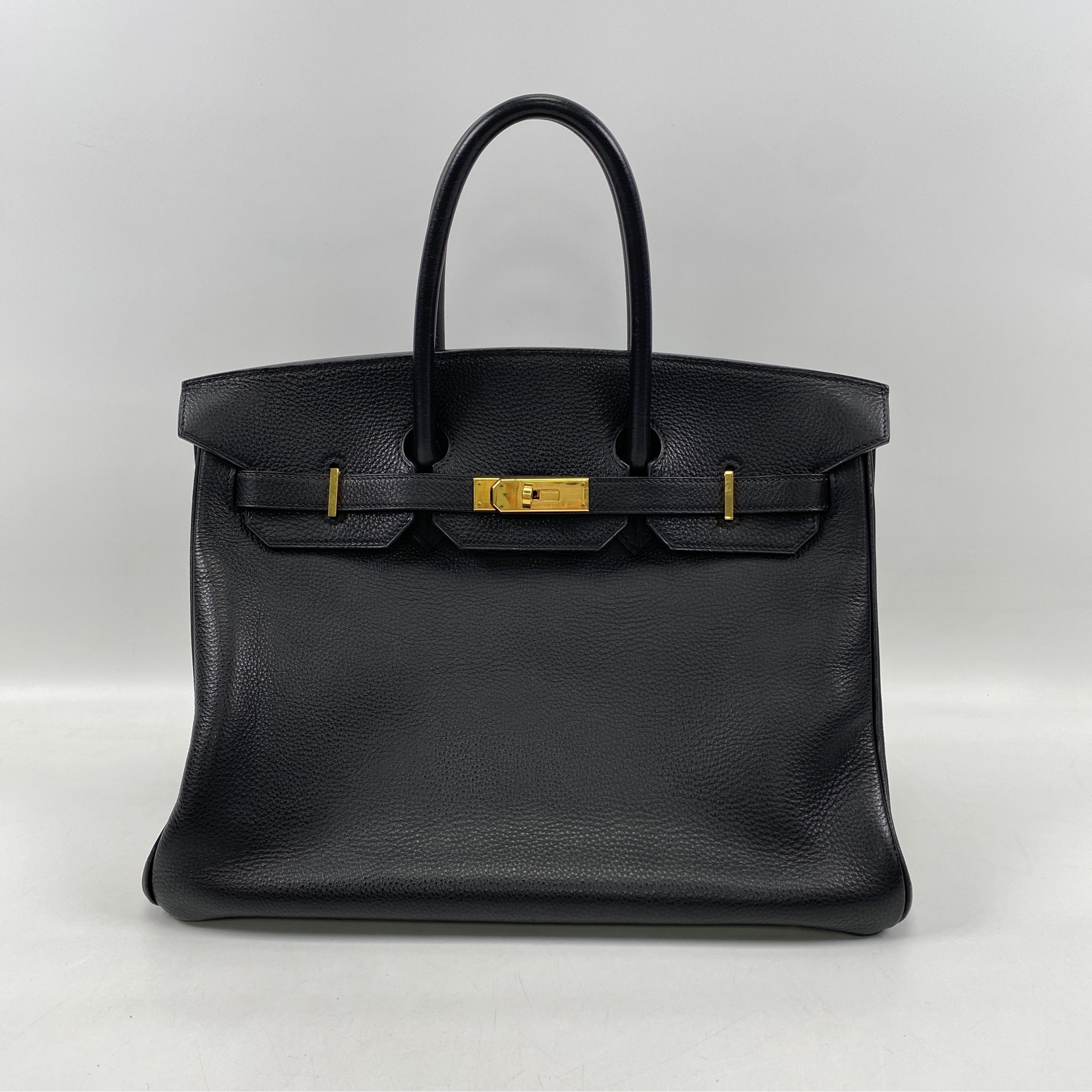 エルメス バーキン35 黒 アルデンヌ GD金具 □C Bランク