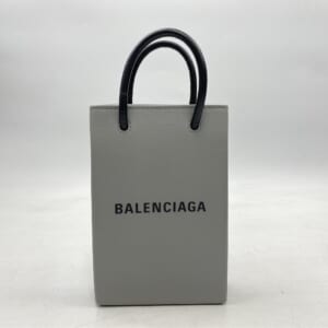 バレンシアガ フロント ロゴ ショッピング フォンホルダー ショルダー バッグ レザー グレー 593826 買取実績【買取日：2025年11月22日】