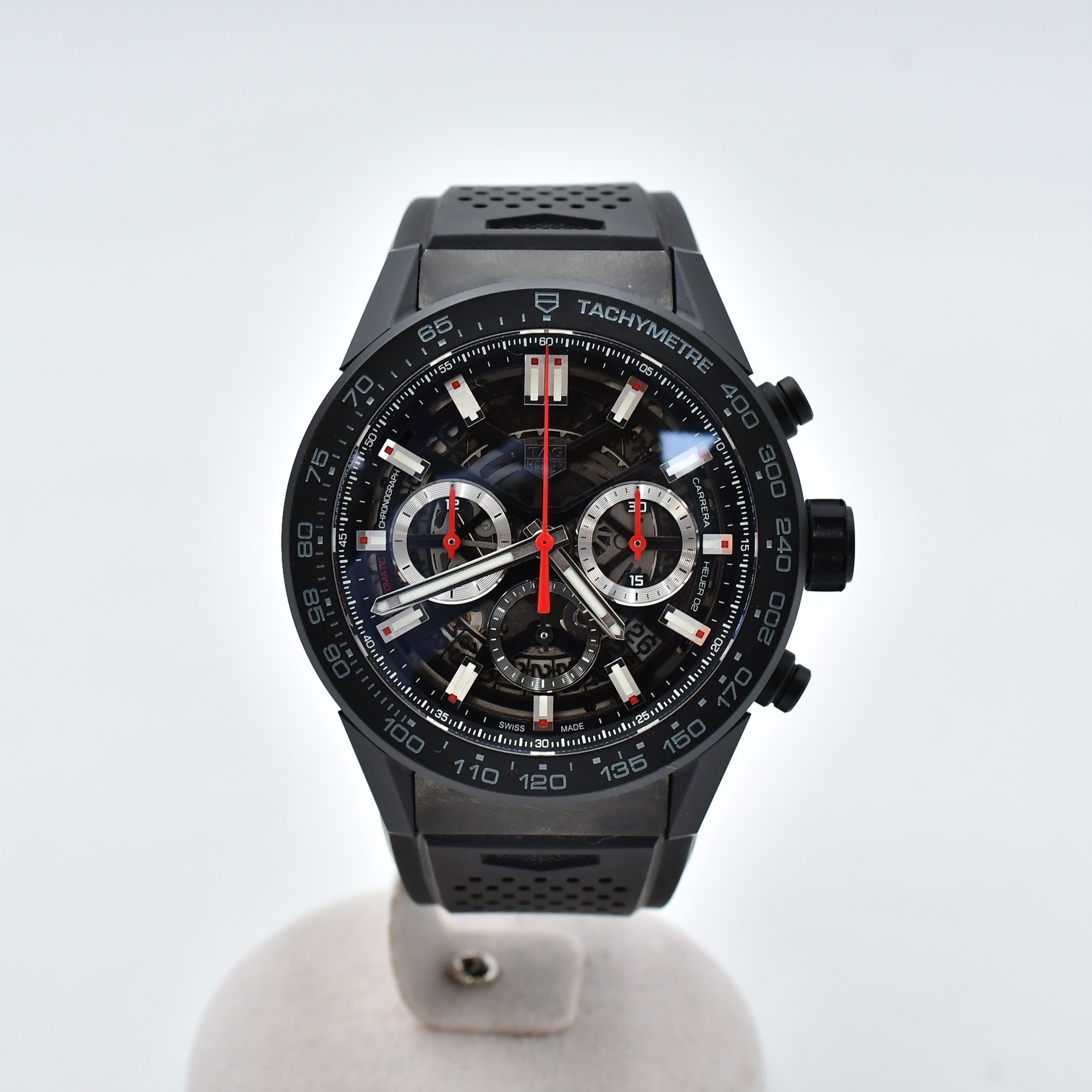 タグホイヤー カレラ ホイヤー2 クロノグラフ スケルトン文字盤 CE×ラバーベルト/AT Aランク