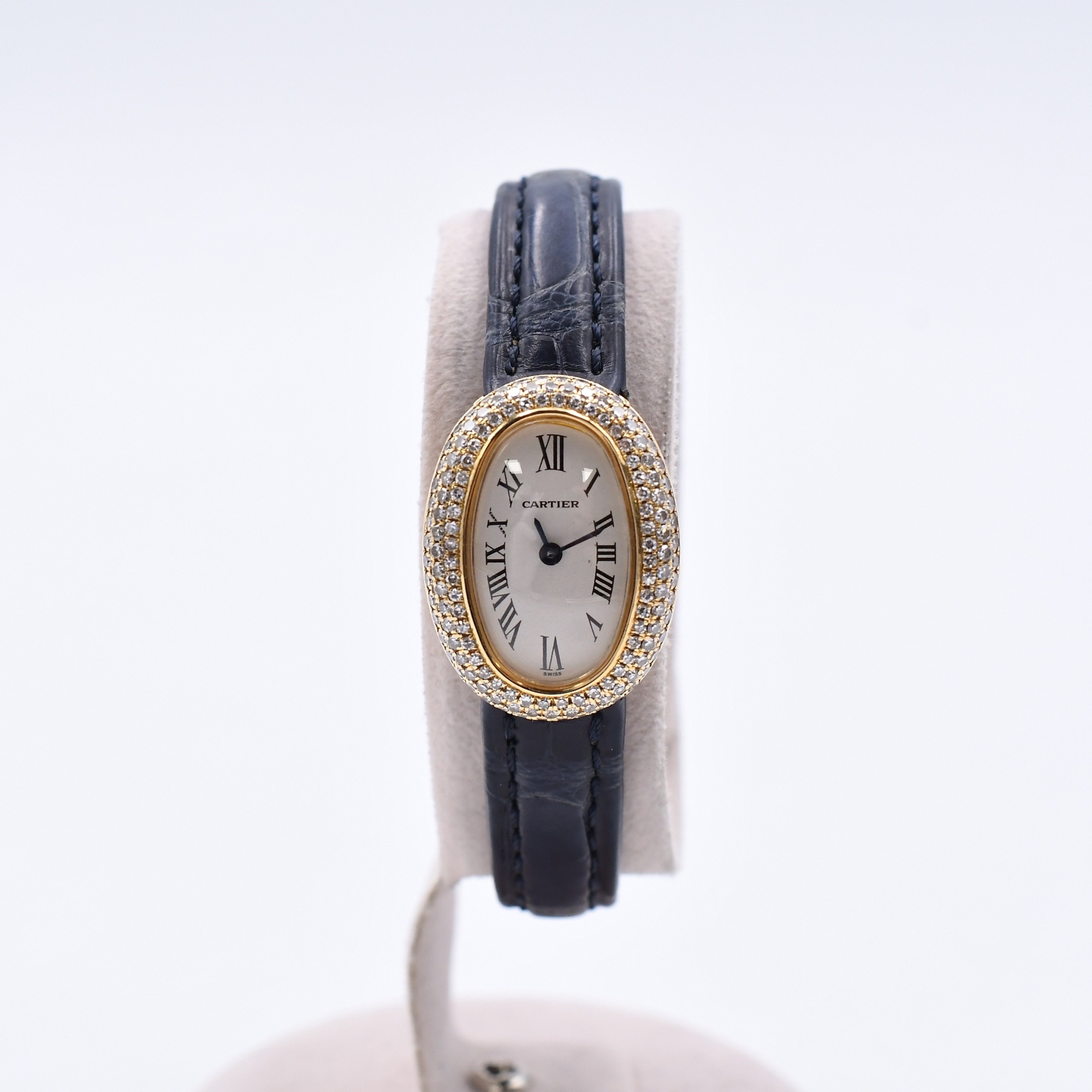 カルティエ ミニベニュワール2368 アイボリー文字盤 ダイヤベゼル 18K