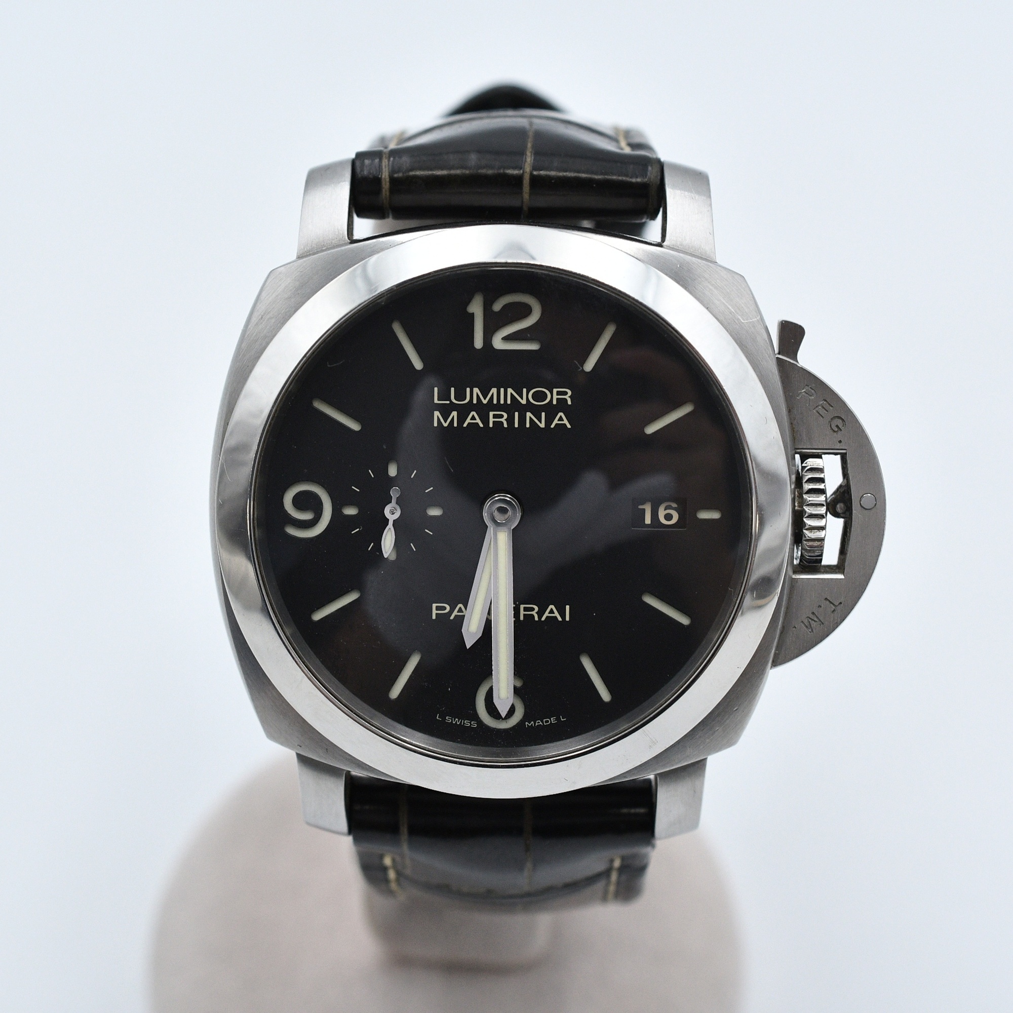 パネライ ルミノール マリーナ 1950 3デイズ 黒文字盤 SS×革/AT Bランク