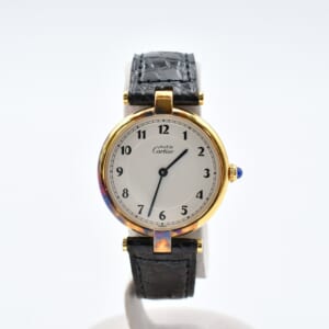 カルティエ マストタンク ヴェルメイユ SM アイボリー文字盤 SV×革/QZ