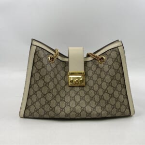 グッチ GGスプリーム ショルダーバッグ ミディアム ブラウン×ホワイト レザー 479197 買取実績【買取日：2025年11月22日】