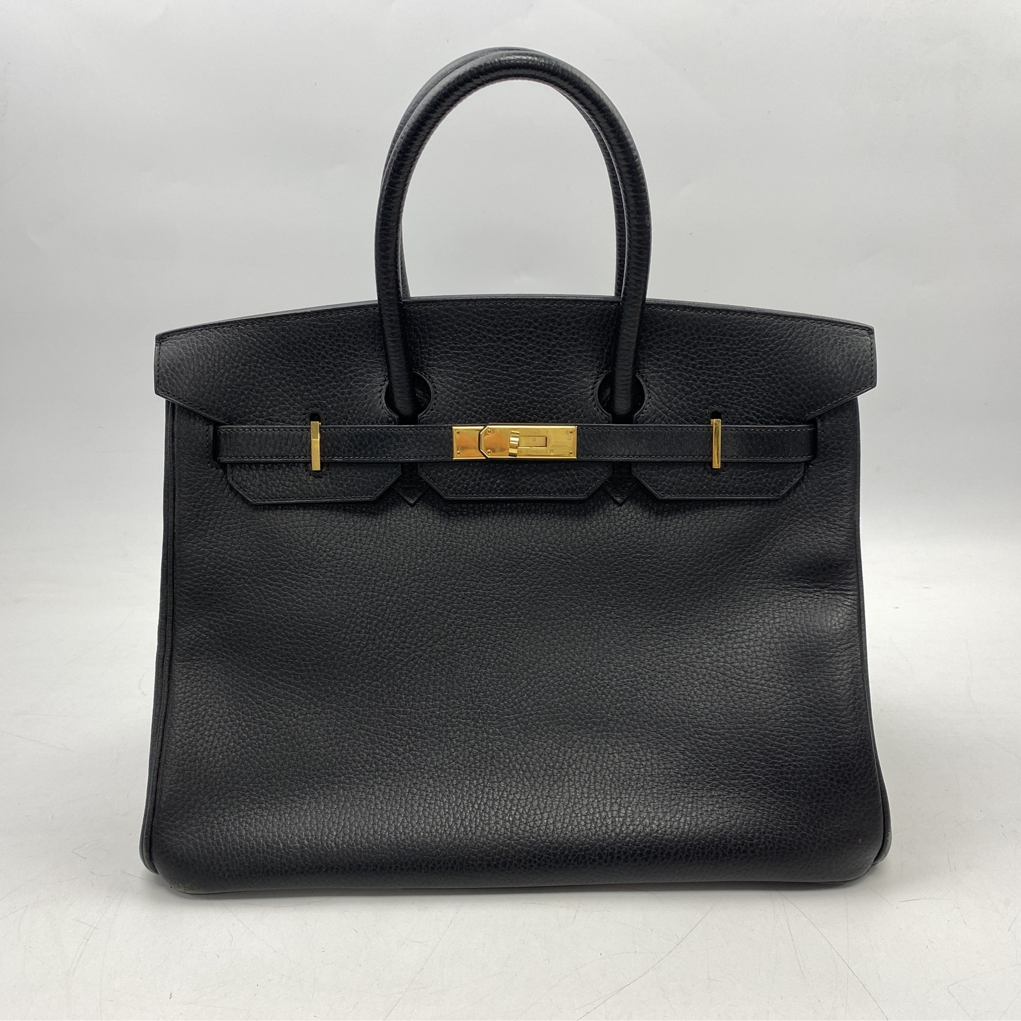 エルメス バーキン35 黒 アルデンヌ GD金具 □O刻印 Bランク