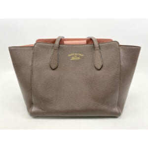 グッチ スウィング ロゴ ミディアム トート ブラウン系×ピンク レザー 354408 買取実績【買取日：2025年12月10日】