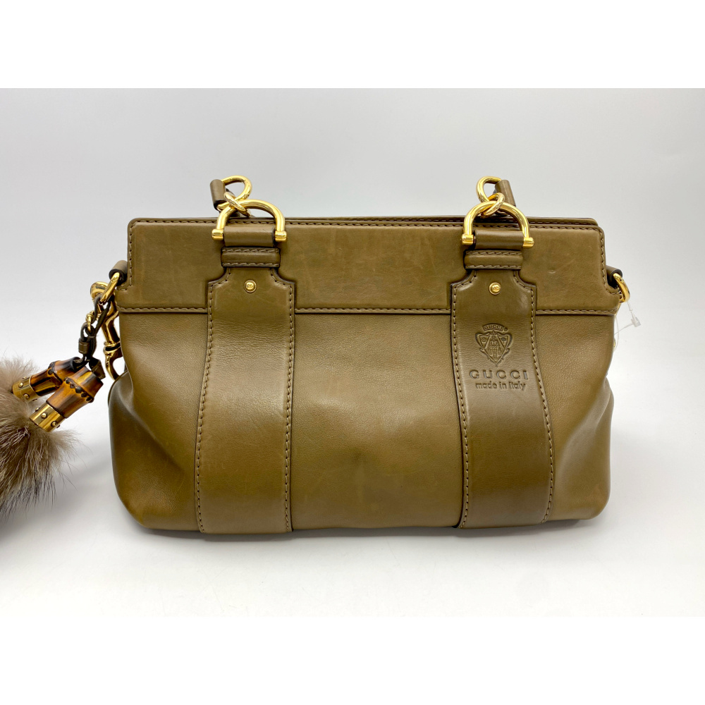 グッチ バンブー フォックスファー 2wayバッグ ブラウン系 レザー