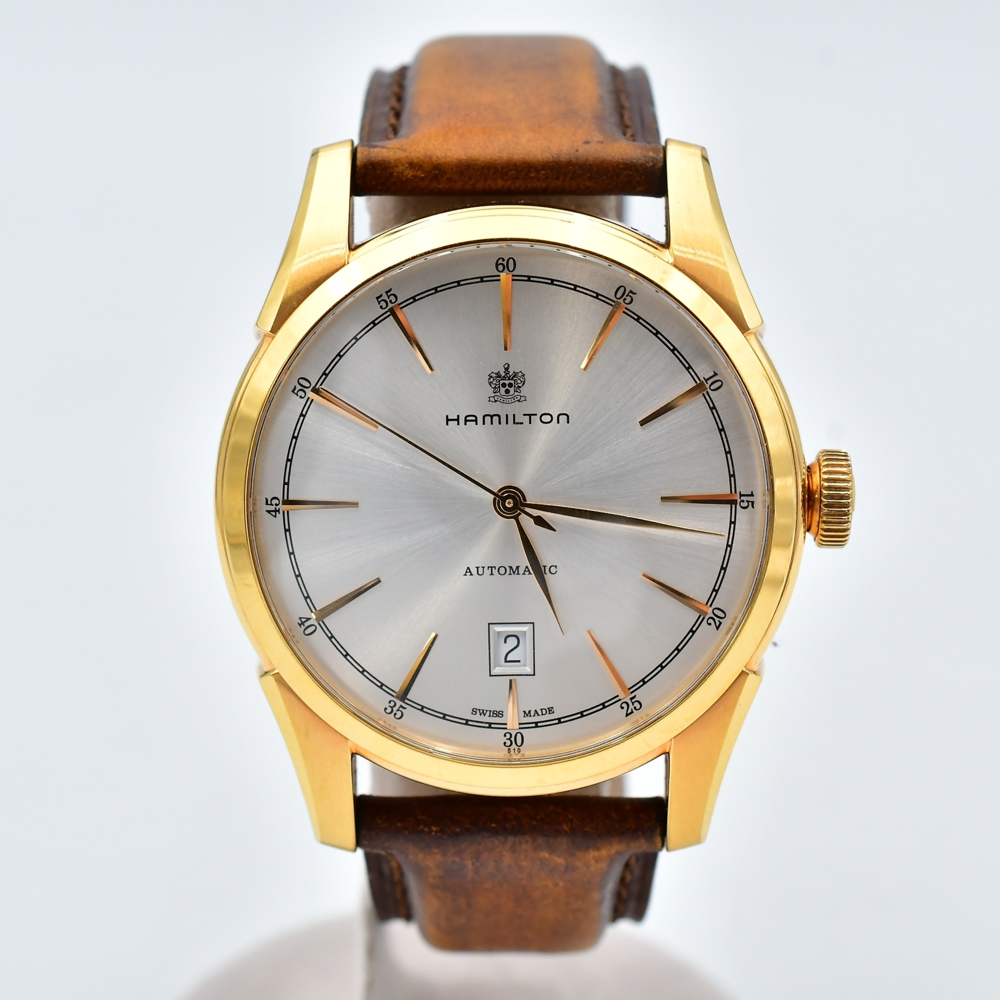 ハミルトン アメリカン クラシック スピリット オブ リバティ シルバー文字盤 SS×革/AT Bランク