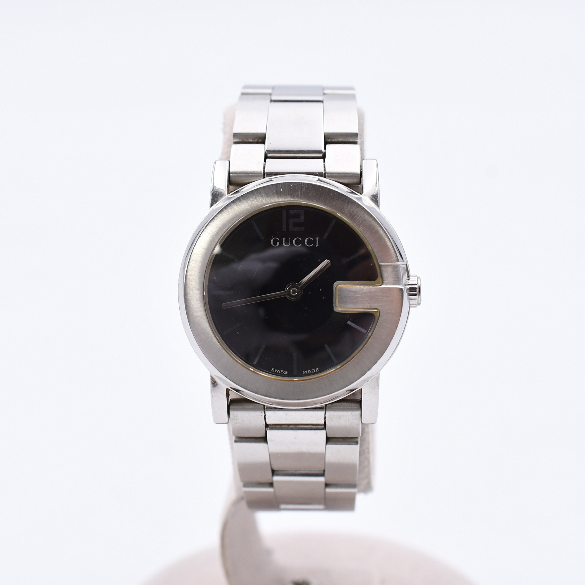 1円スタートGUCCI グッチ 101J Gラウンド SS ブラック文字盤 腕時計 
