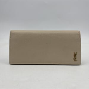 サンローラン カサンドラ 二つ折り長財布 ベージュ レザー 372264 買取