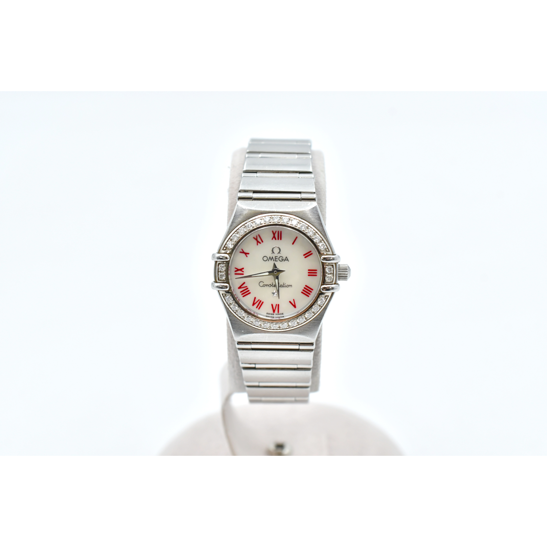 オメガ コンステレーション ダイヤベゼル シェル文字盤 SS/QZ 1476.63
