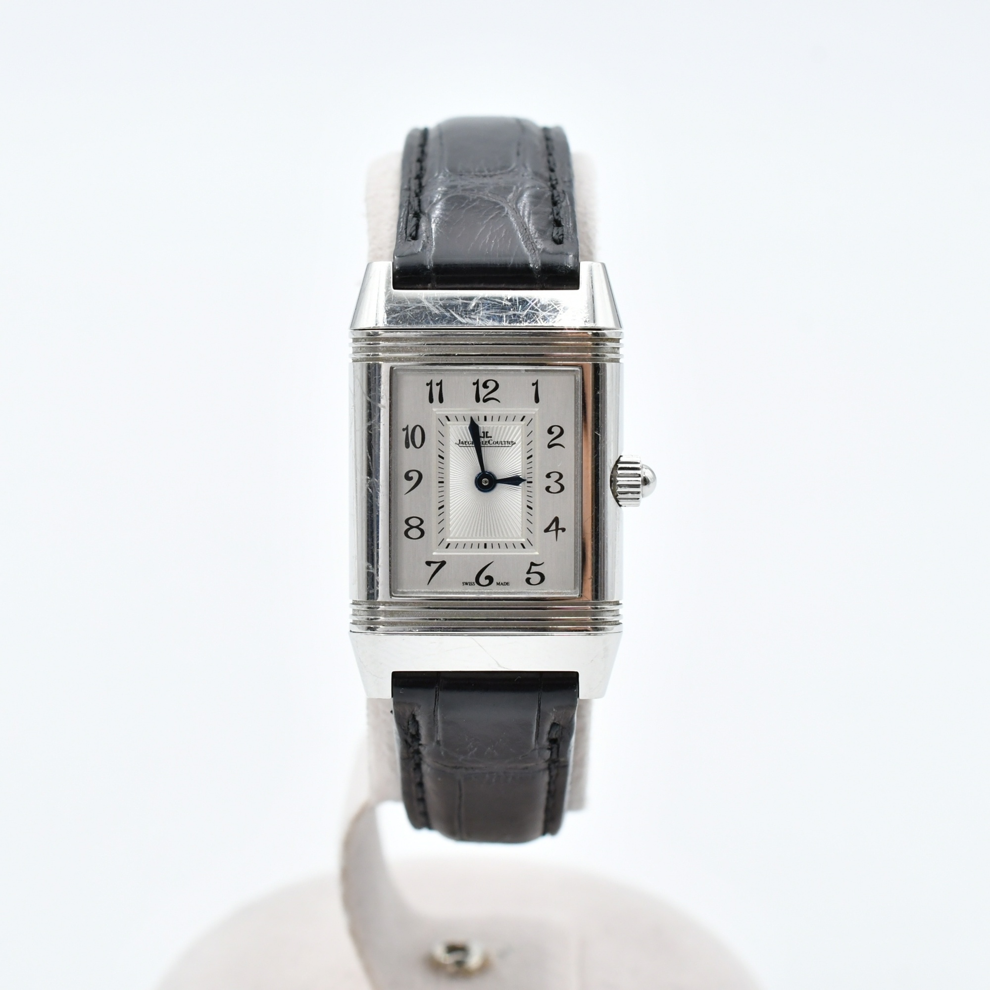 ジャガー・ルクルト レベルソデュエット シルバー文字盤 SS×レザー/手