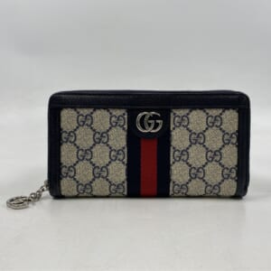グッチ オフィディア GG ジップアラウンドウォレット ネイビー×ベージュ PVC×キャンバス 523154 買取実績【買取日：2025年11月21日】