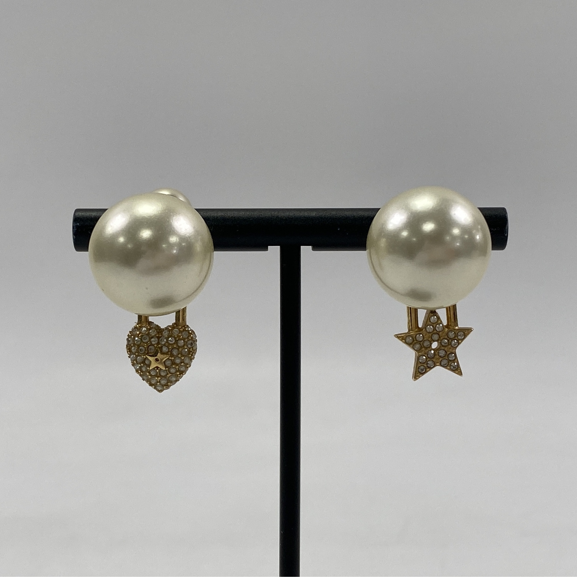 ディオール ピアス フェイクパール ハート×スター ラインストーン GP