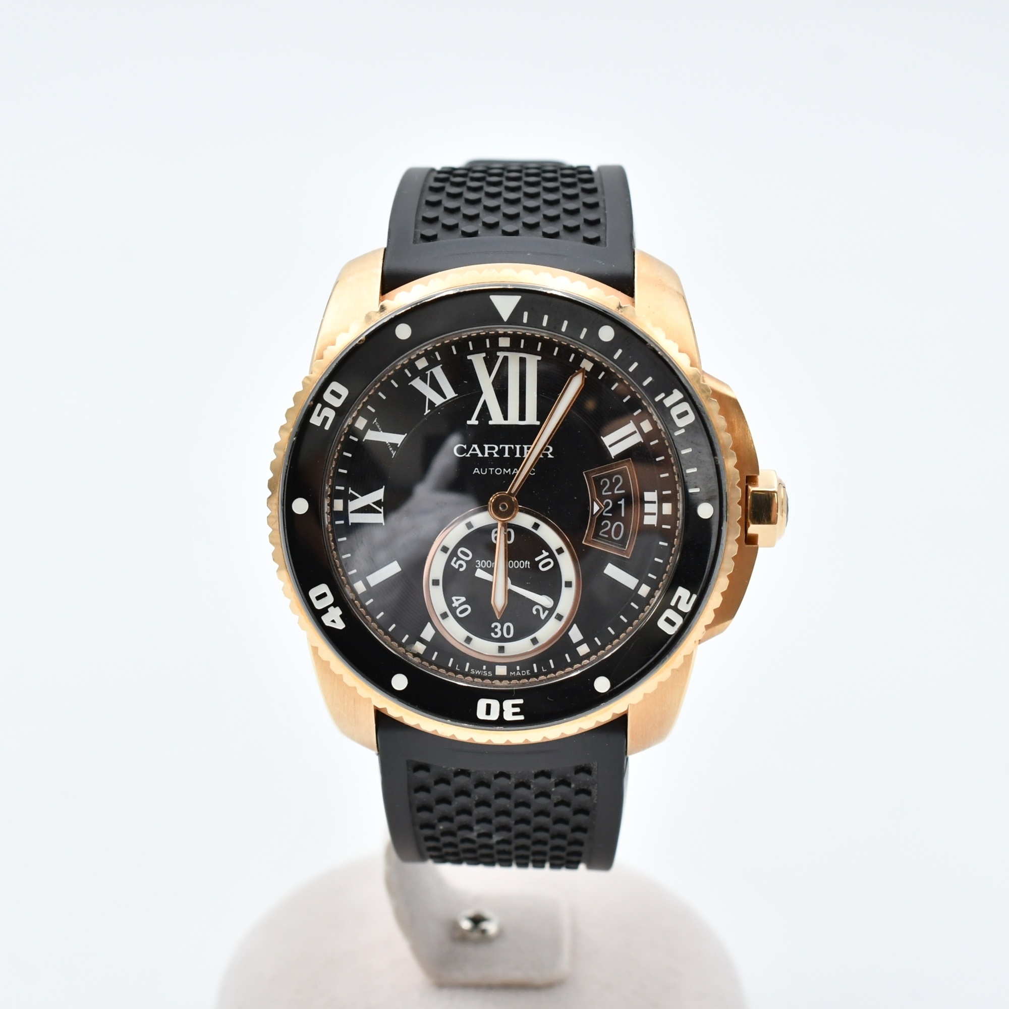 ブラックフライデー12月1日まで　Cartier（カルティエ）中古本 カルティエ カリブルドゥカルティエ 黒文字盤 PG×ラバー/AT W7100052