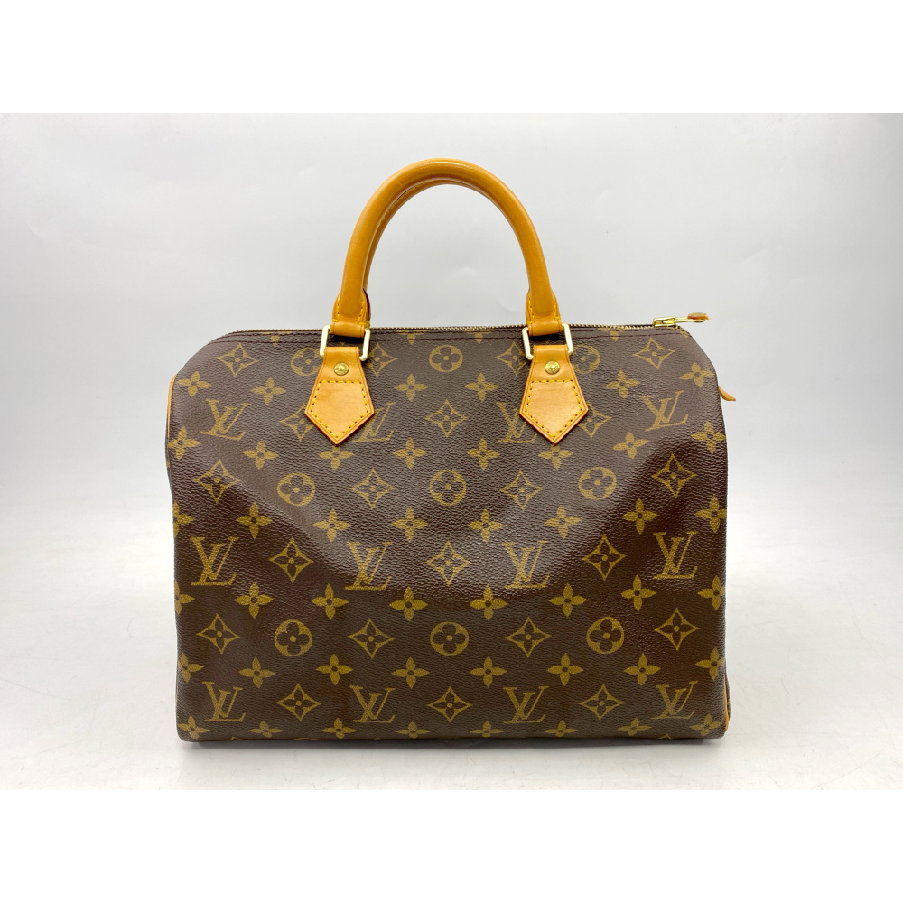 ルイ・ヴィトン モノグラム スピーディ30 ハンドバッグ ブラウン ゴールド金具 レザー×PVC M41526 Bランク