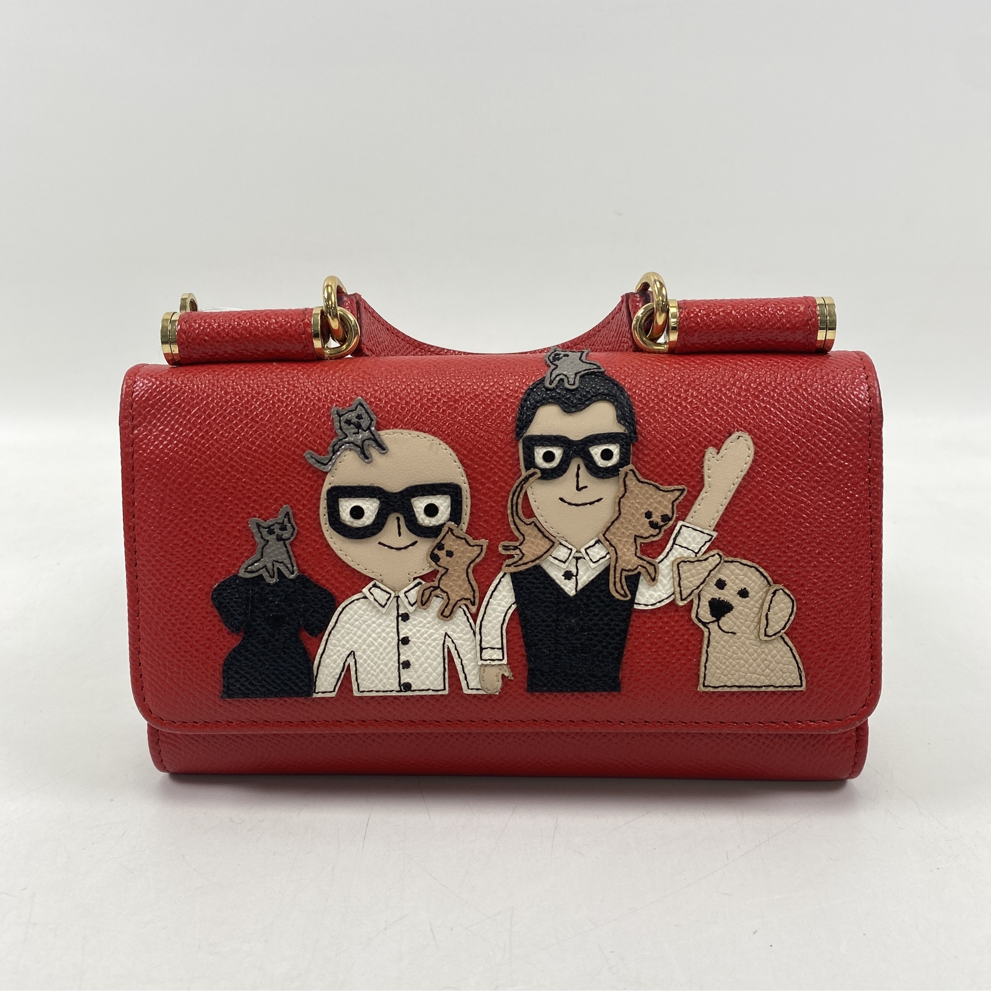 ドルチェ＆ガッバーナ MINI VON BAG SICILY ハンドバック 赤 レザー Bランク