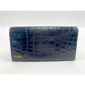 サンローラン 二つ折り長財布 黒 クロコ型押しレザー 買取実績【買取日：2025年11月21日】