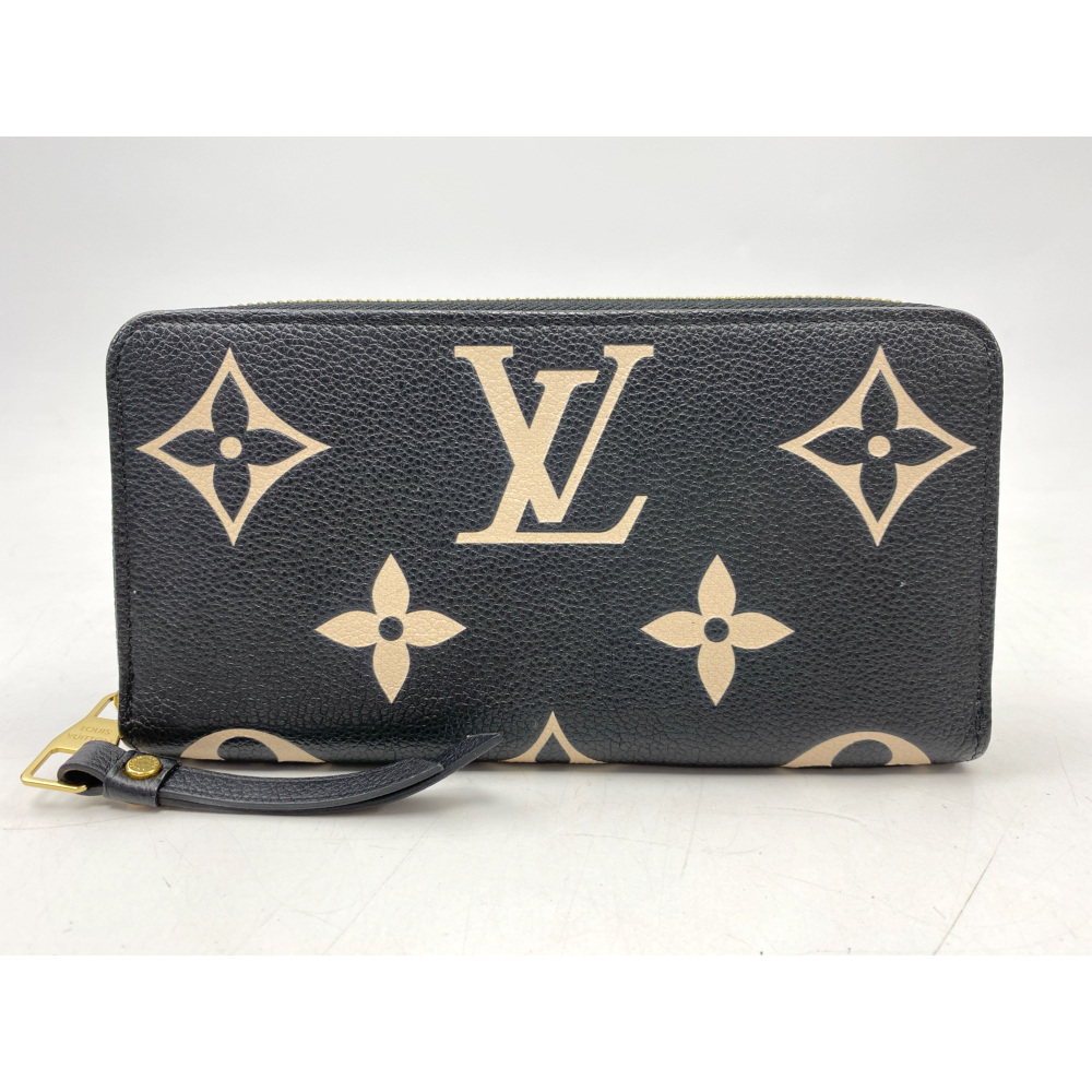 ルイ・ヴィトン モノグラム・アンプラント ジッピーウォレット M80481 レザー バイカラー ブラック ラウンドファスナー 長財布 Bランク