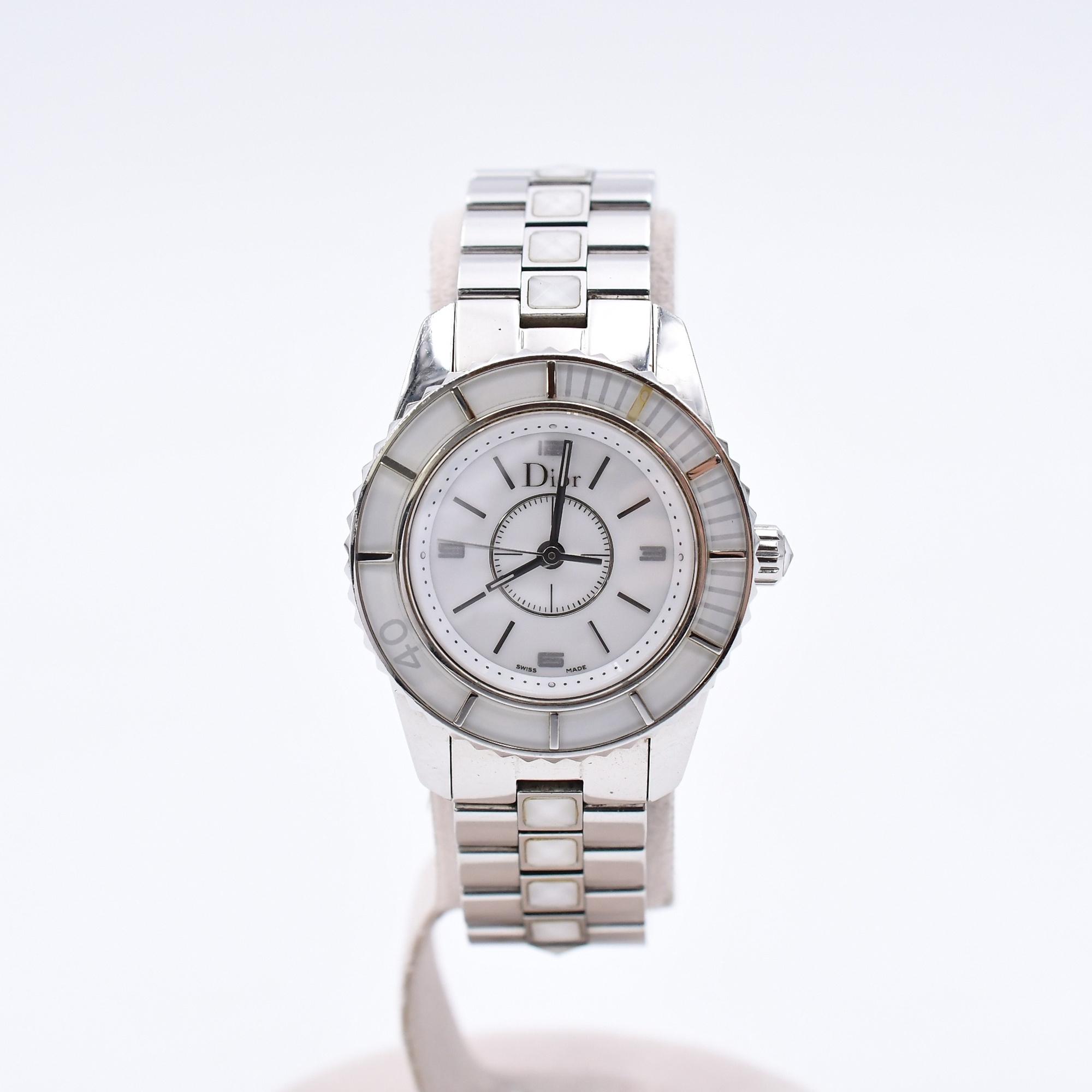 ディオール クリスタル ラウンドウォッチ 白文字盤 SS/QZ CD112112