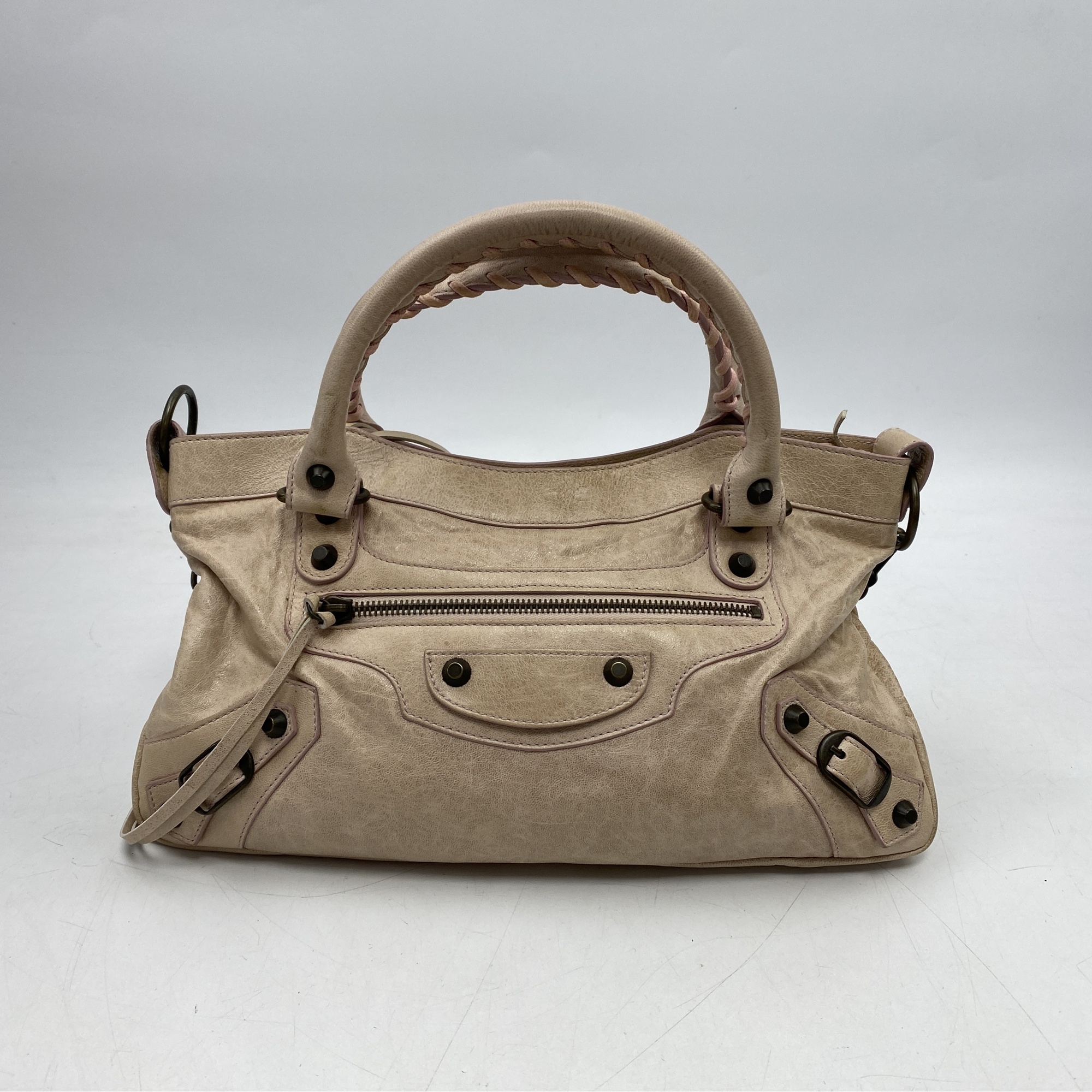 バレンシアガ ザ・ファースト 2WAYハンドバッグ ピンクベージュ レザー Bランク