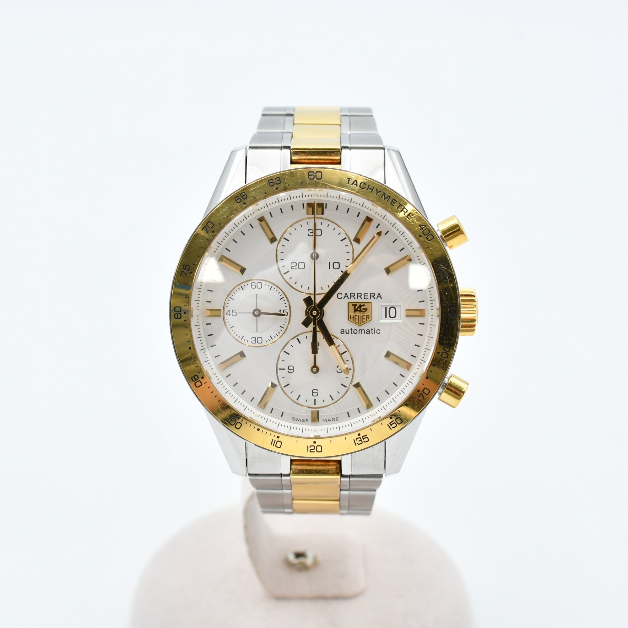タグホイヤー カレラ タキメーター 白文字盤 SS×YG/AT Bランク
