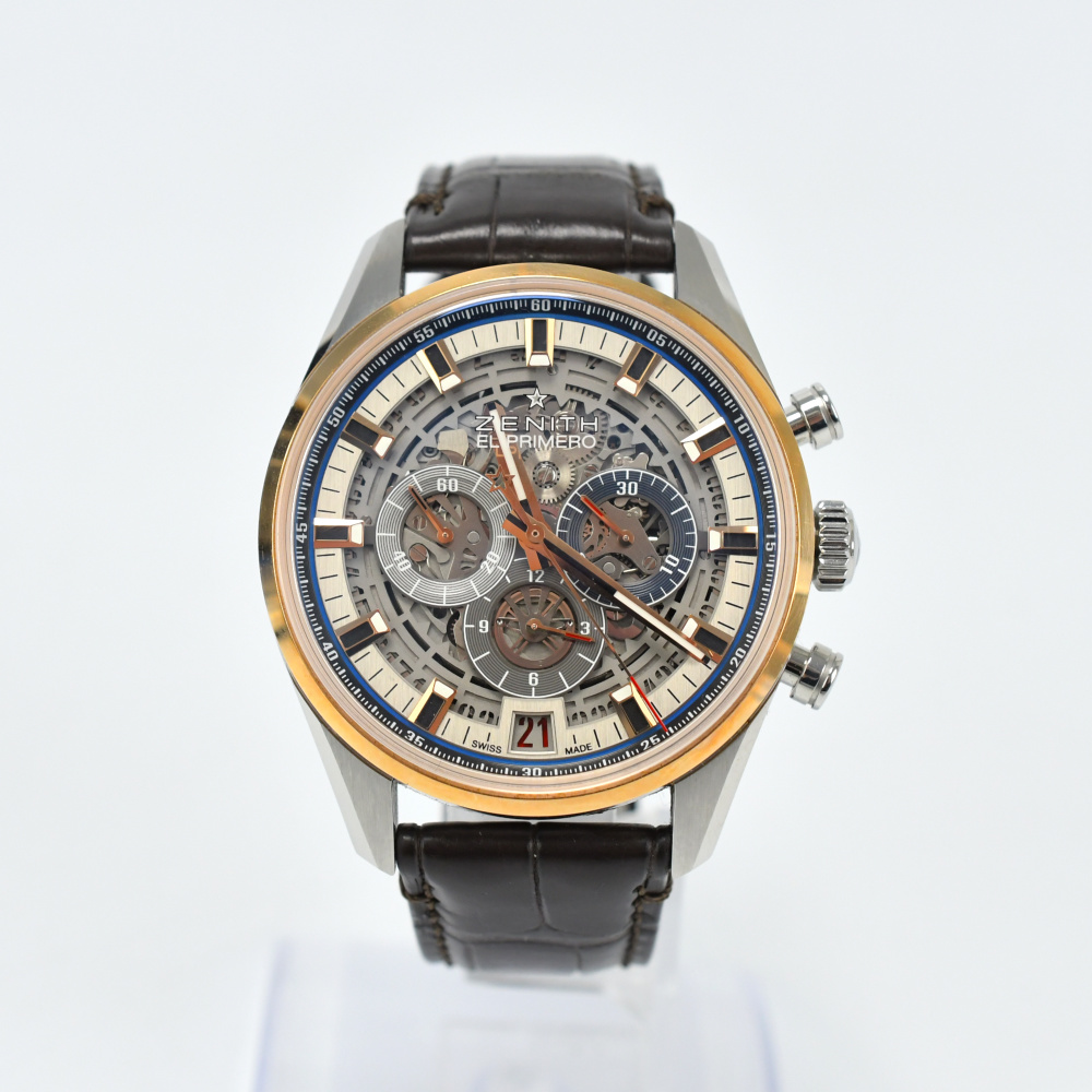 ゼニス エルブリメロ クロノマスター フルオープン スケルトン文字盤 SS×革/AT 51.2081.400/78.C810 ABランク