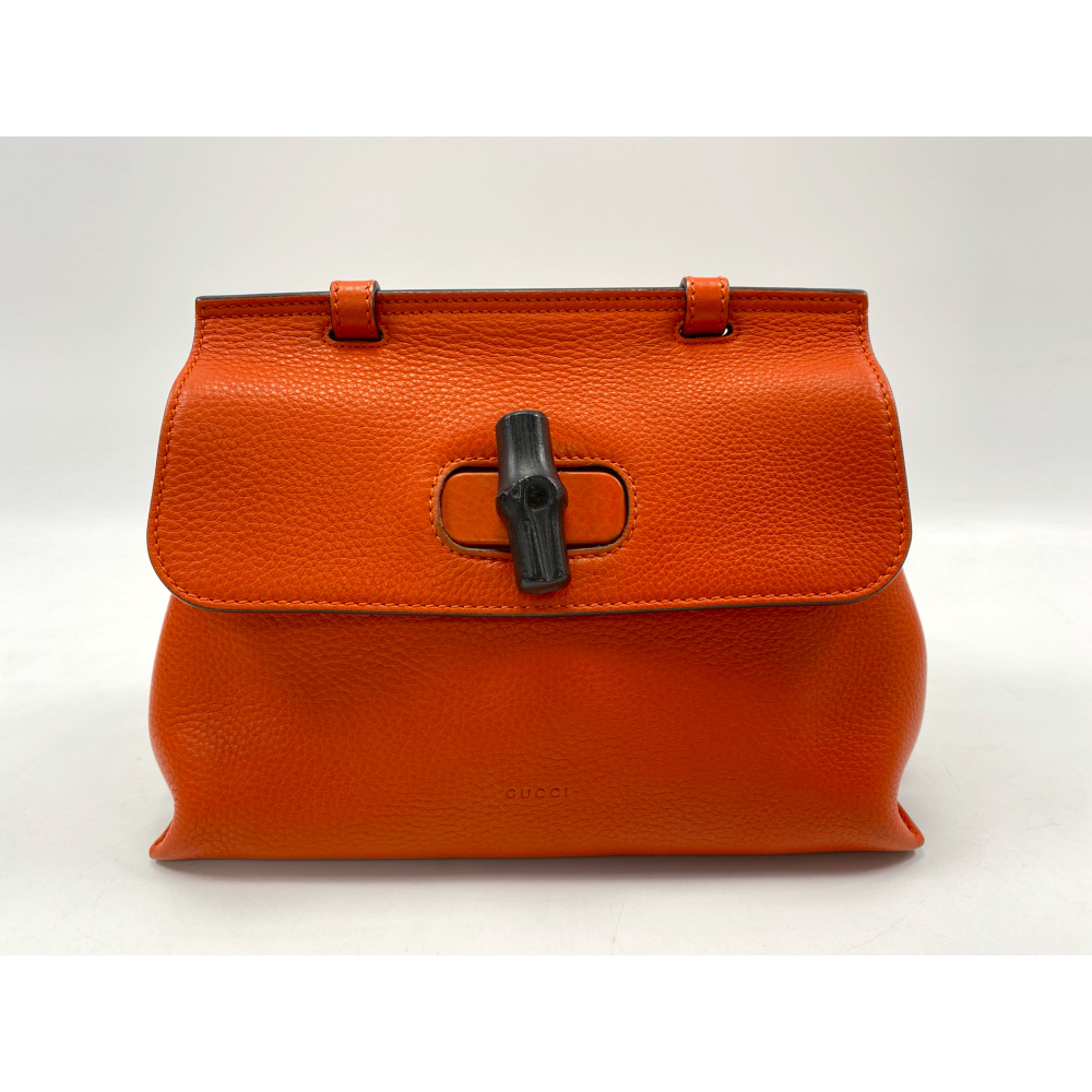 グッチ バンブーデイリー レザー ショルダーバッグ オレンジ レディース 370831 Aランク