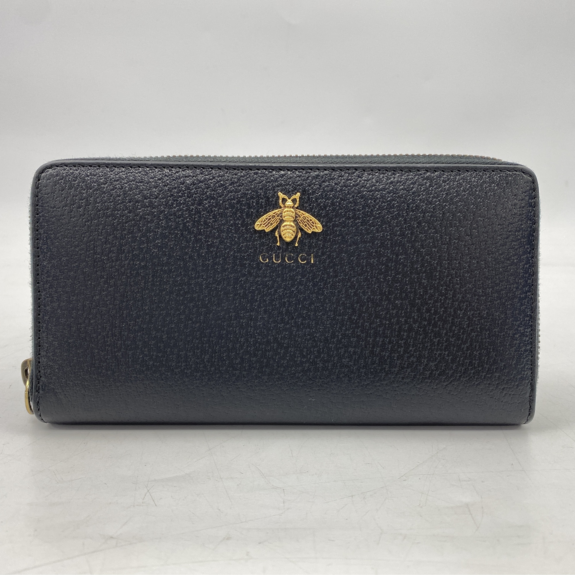 グッチ アニマリエ ビー ジップアラウンドウォレット 黒 ABランク