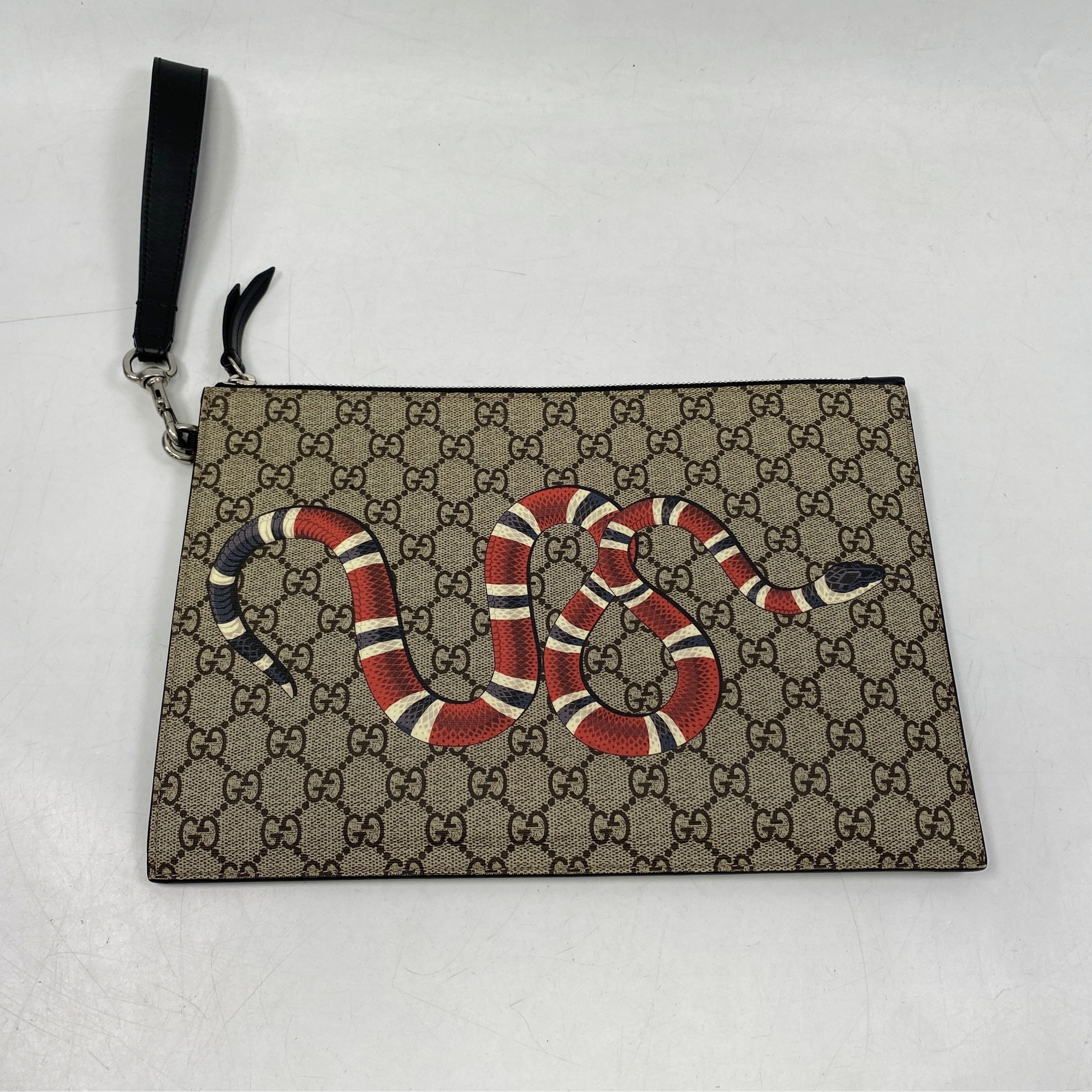 グッチ GGスプリーム キングスネーク クラッチバッグ PVC×レザー