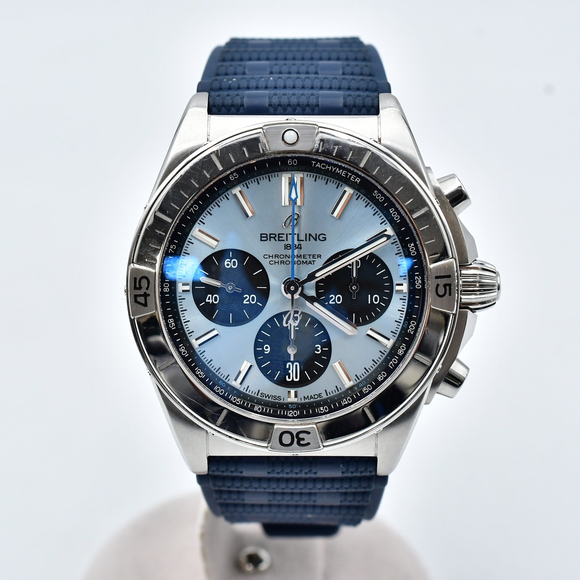 ブライトリング クロノマット アイスブルー文字盤 SS×ラバー/AT Bランク
